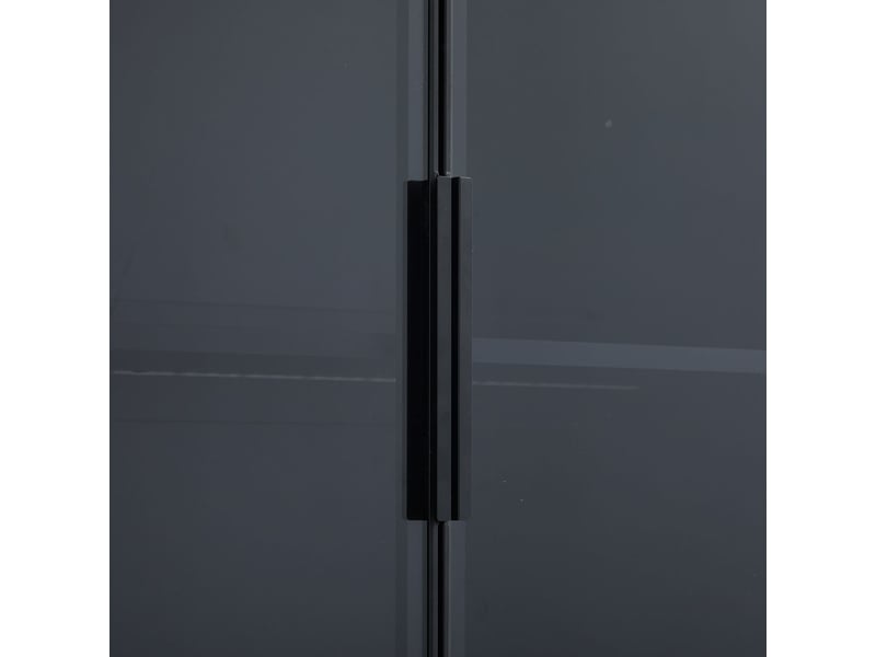 Vitrine salle à manger 80x30x200, rangement pièces collection buffet salon, led intégrées réglables, portes blanches décor noir - Conforama D