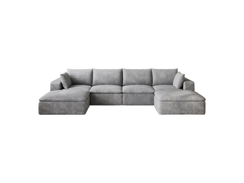  Canapé cloud en velours côtelé gris foncé, 340 cm, coussins amovibles, sans montage  - Conforama A