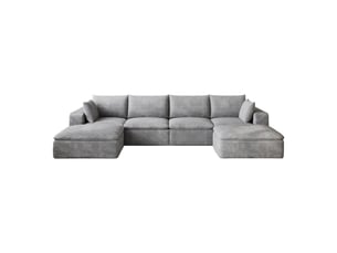 Canapé cloud en velours côtelé gris foncé, 340 cm, coussins amovibles, sans montage