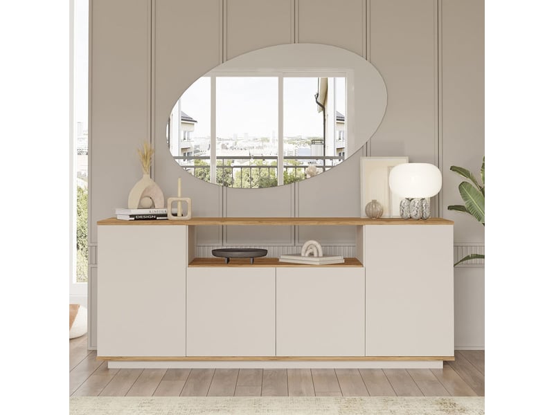  Console buffet avec miroir et étagères kivan  - Conforama C