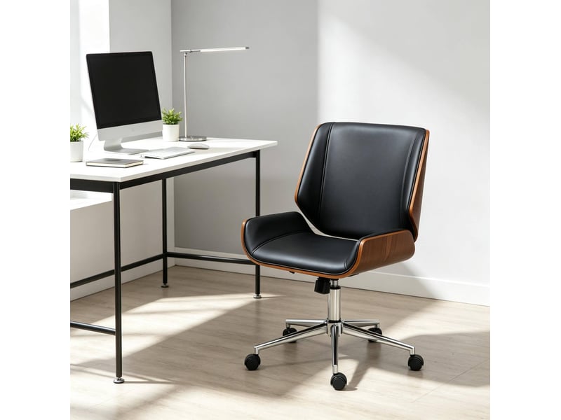  Fauteuil de bureau ergonomique réglable et pivotant 360°, noir et brun foncé  - Conforama B
