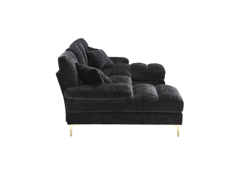 Canapé d'angle, canapé chenille — pour salon, en chenille, pour appartement, forme u - Conforama B