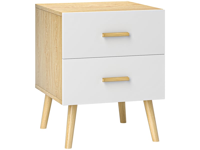  Table de chevet en bois de style scandinave avec 2 tiroirs, 40 x 40 x 50 cm, chêne  - Conforama A