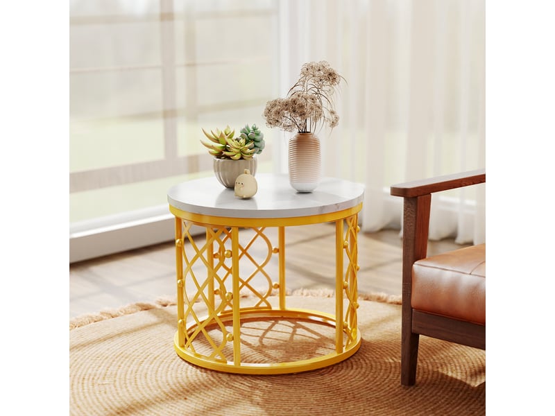  Table basse gigogne 2 pièces effet marbre, structure en métal homvra  - Conforama D