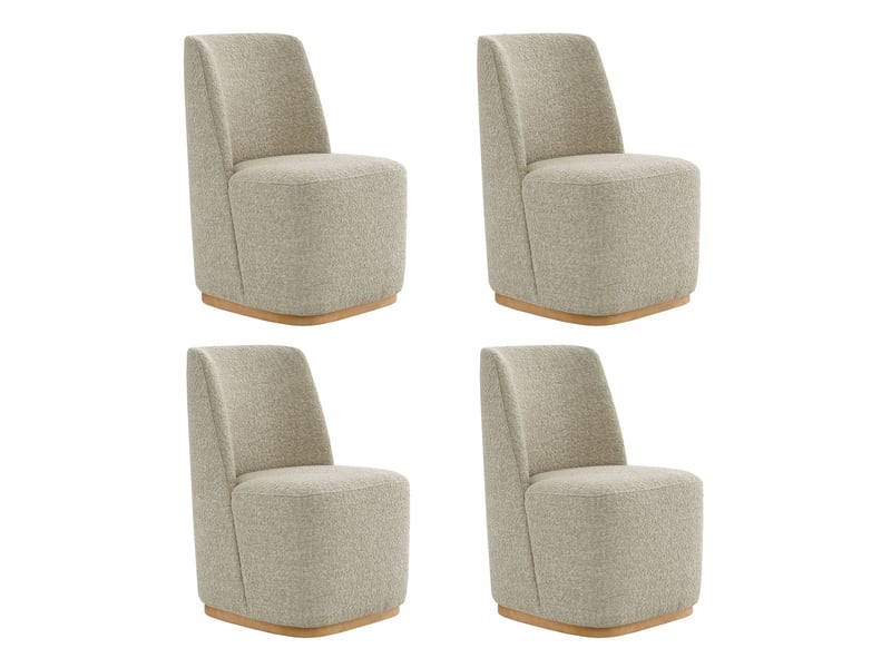 Lot de 4 chaises de salle à manger rembourrées à roulettes chita, chaises modernes en tissu certifié fsc, fausse angora pour salle de lecture, salle d'attente, cuisine-beige - Conforama A