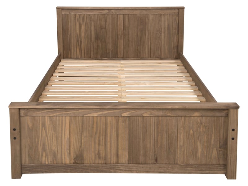 Lit adulte 140x200 cm avec set de 2 tiroirs ALONG ciré finition coloris teck - Conforama B