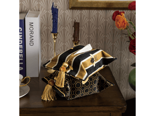 Lot de 2 【24 × 18 cm】 moderne léger classique imprimé court en peluche maison salon monté sur véhicule or rétro gland tissu tissu boîte de