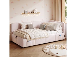 Lit simple 90x200 cm <strong></strong>  <strong></strong> coloris rose