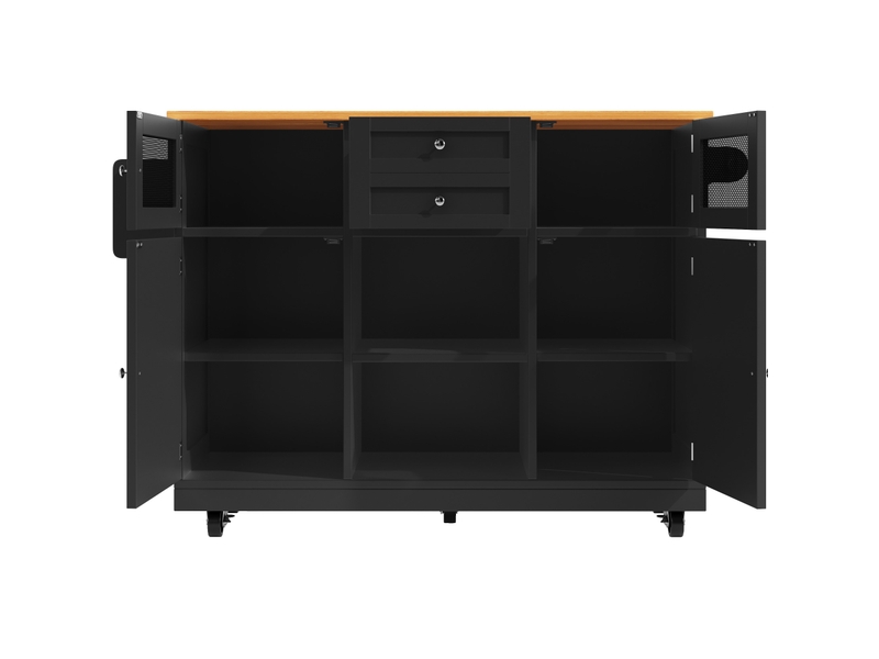  Îlot de cuisine 140x40x93,5 cm plateau réglable mdf métal noir  - Conforama A