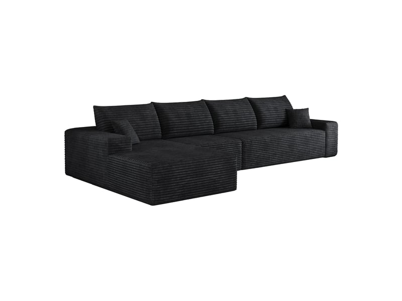  Canapé d'angle modulable 340x175x83 cm avec chaise longue noir  - Conforama A