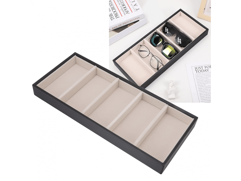  Étui à lunettes à 5 compartiments, boîte de rangement multifonction pour lunettes de soleil, étui à lunettes à 5 compartiments (cuirpanneau)  - Conforama B