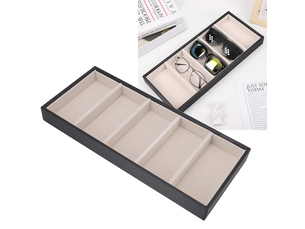 Étui à lunettes à 5 compartiments, boîte de rangement multifonction pour lunettes de soleil, étui à lunettes à 5 compartiments (cuirpanneau)