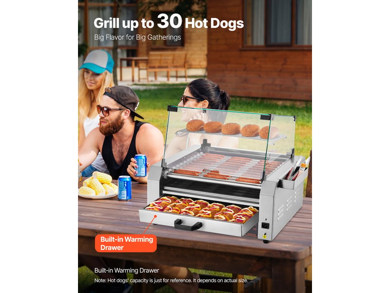 Vevor machine à hot-dogs à 11 rouleaux 30 hot-dogs avec chauffe-petits pains - Conforama B