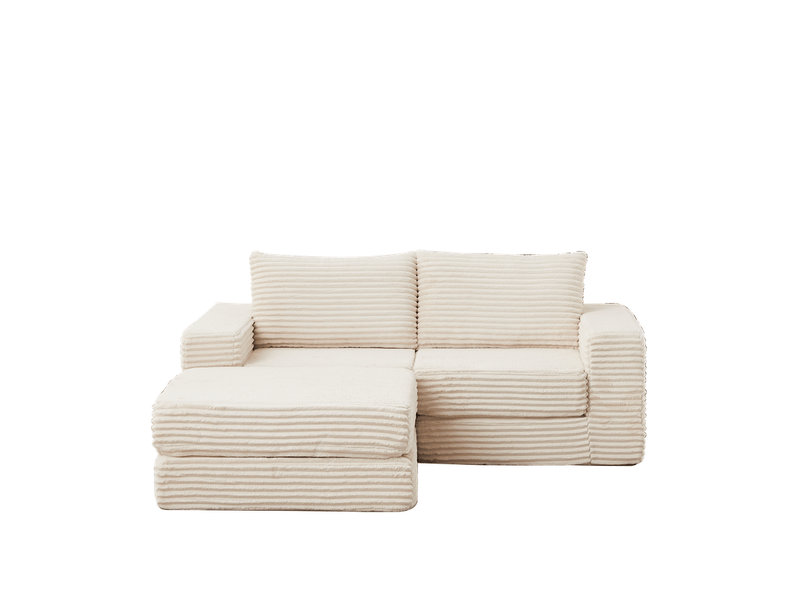 Canapé d'angle convertible ,2 places, avec deux coussins, accoudoirs carrés classiques,194x144x74cm,beige - Conforama A