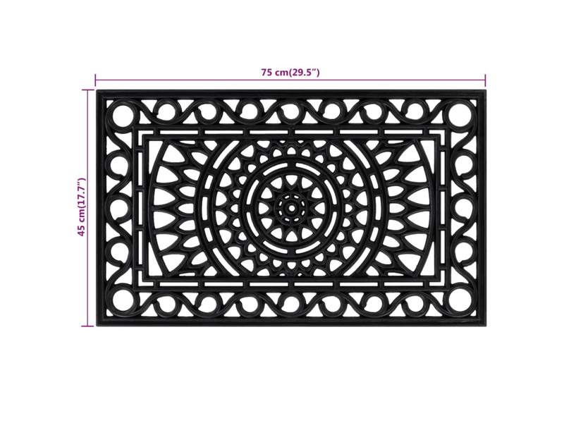  Paillasson rectangulaire 45x75 cm caoutchouc - comfortxl 155660 - Conforama D