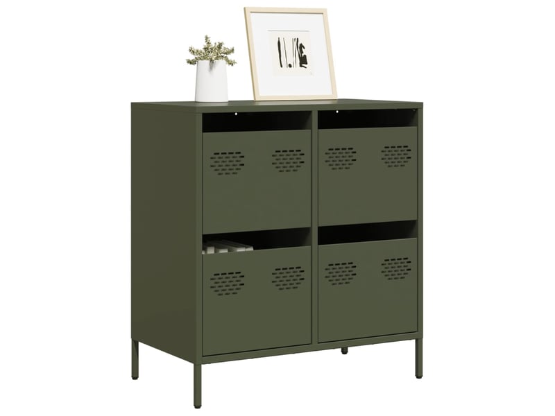  Buffet - bahut - meuble de rangement vert olive 68x39x73,5 cm acier laminé à froid  - Conforama B