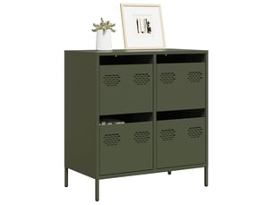 Buffet - bahut - meuble de rangement vert olive 68x39x73,5 cm acier laminé à froid