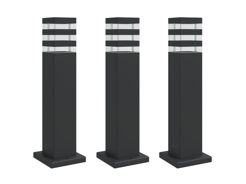  Lampadaires d'extérieur 3 pcs 50 cm aluminium noir 02_0042549  - Conforama B