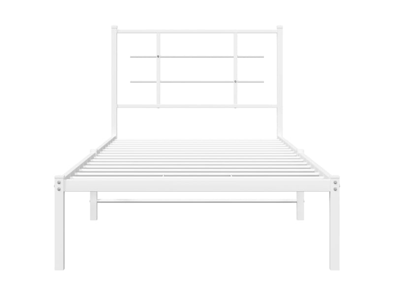  Lit simple- lit adulte -  cadre de lit métal sans matelas avec tête de lit blanc 90x190cm  - Conforama D