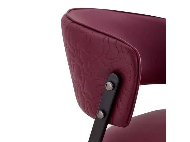 Chaise de salle à manger 51×49×78cm, rouge, métal, pu, dossier ergonomique  - Conforama E