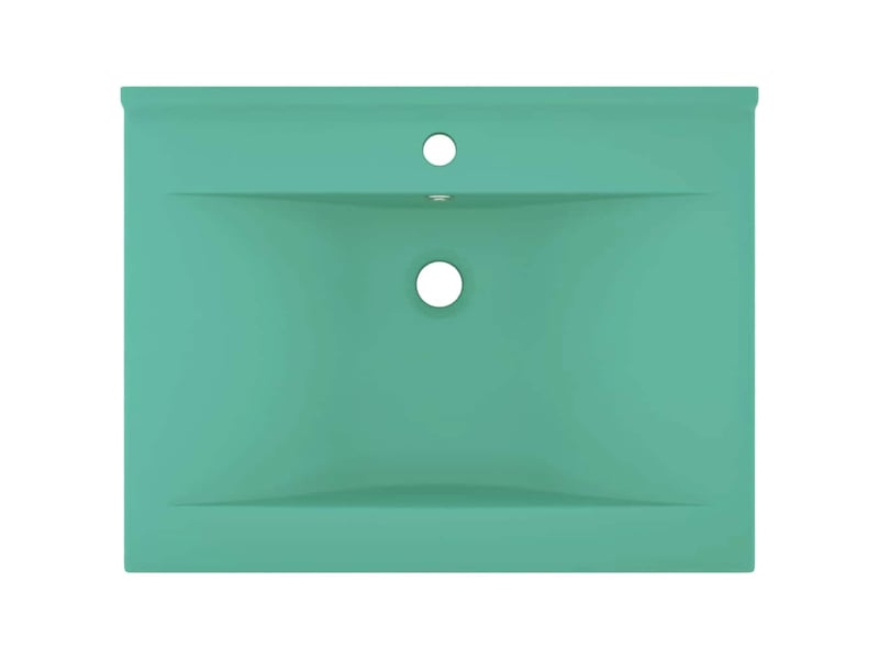  Lavabo de bain, vasque à poser avec trou de robinet vert clair mat 60x46 cm céramique cf65632  - Conforama D