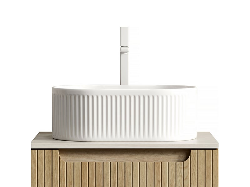  Lavabo à poser ovale en céramique blanche avec trou standard pour robinet, résistant aux taches et à l'eau, 61×43×25 cm  - Conforama E