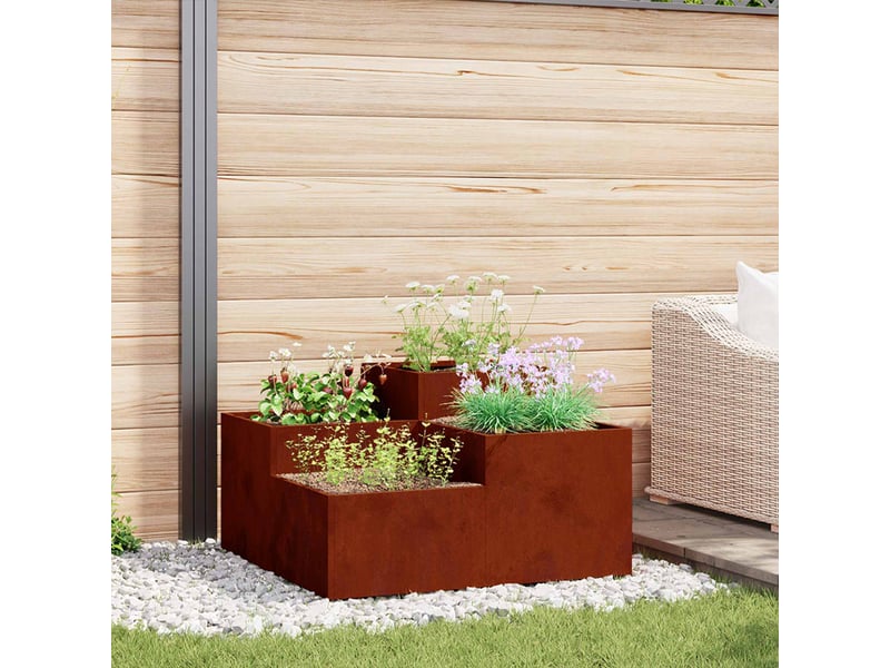  Jardinière - cache-pot de jardin rouillé 100 x 100 x 48 cm acier patiné  - Conforama B