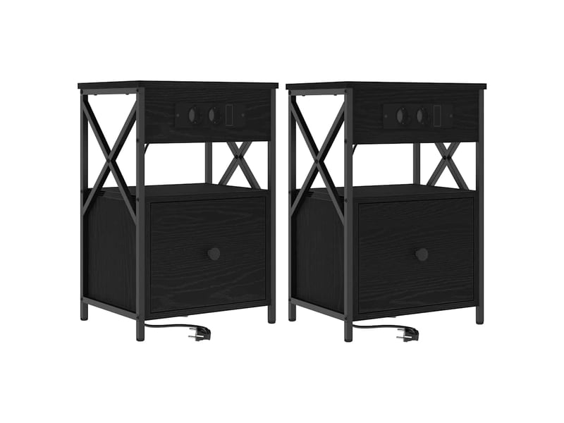 Table de chevet avec tiroir 2 pièces chêne noir 40 x 31 x 60 cm - Conforama A