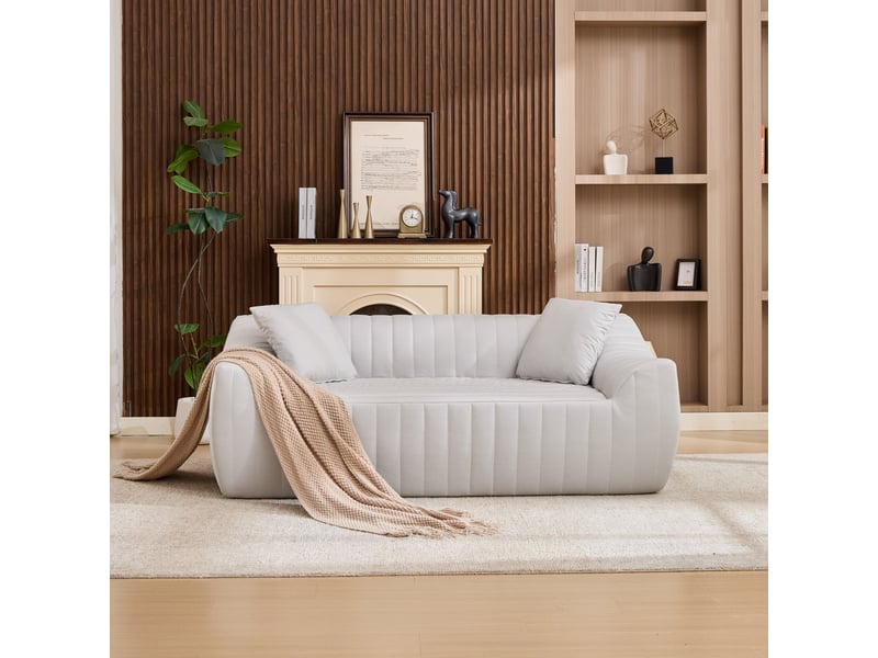 Canapé 2 places en tissu technique blanc, assise rembourrée en mousse pour salon et bureau  - Conforama W