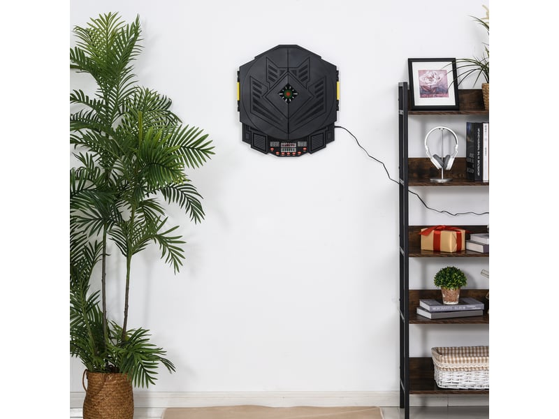  Cible de fléchettes électronique, 27 jeux pour 8 joueurs, écran led et haut-parleur, noire  - Conforama D