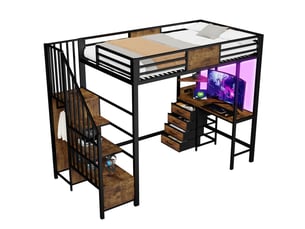 Lit mezzanine 90x200 cm MEUBLIV   coloris noir