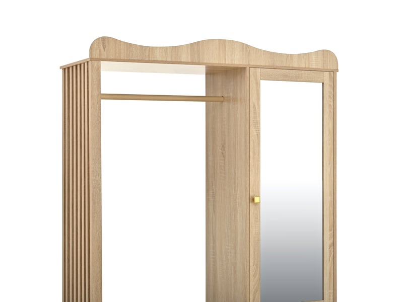  Armoire avec miroir et portant ouvert 115.5x38.5x194.5 cm 2 portes mdf couleur chêne  - Conforama E