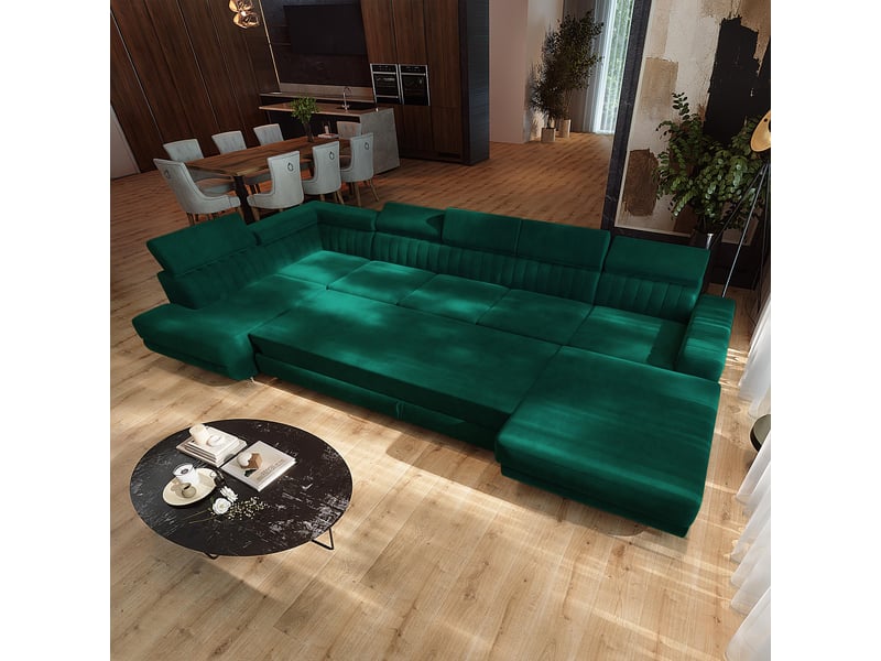 Canapé d'angle gaian, velours vert bouteille - Conforama D