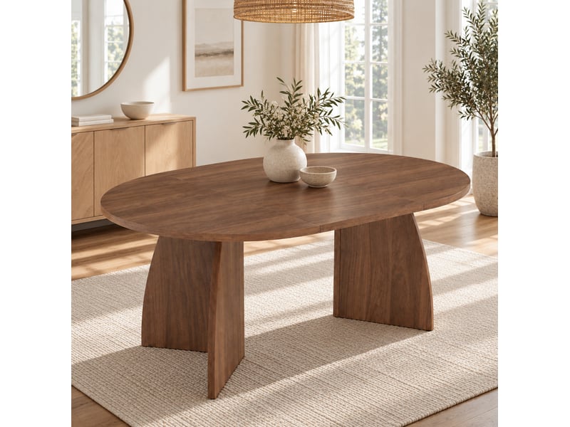 Table à manger extensible 100140180x100 cm télescopique mdf marron, dimensions extensibles, minimaliste - Conforama D