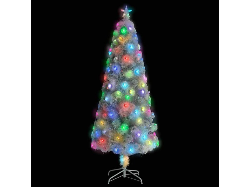  Sapin de noël, arbre de noël artificiel pré-éclairé blanc 210 cm fibre optique  - Conforama A