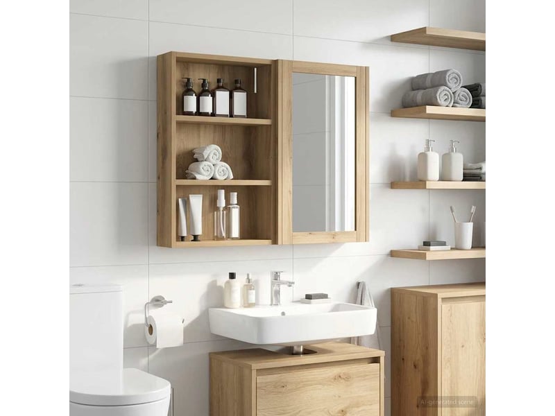 Armoire murale de salle de bain, cabinet de salle de bain chêne artisanal cf65190  - Conforama D