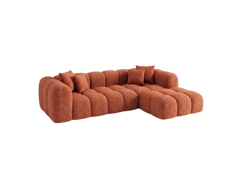  Canapé convertible angle droit en bouclette brique - alba - morphea Alba Convertible - Conforama A