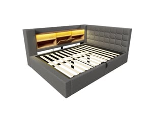Lit coffre 140x190 cm <strong></strong>  <strong>Qualité haut de gamme</strong> coloris gris