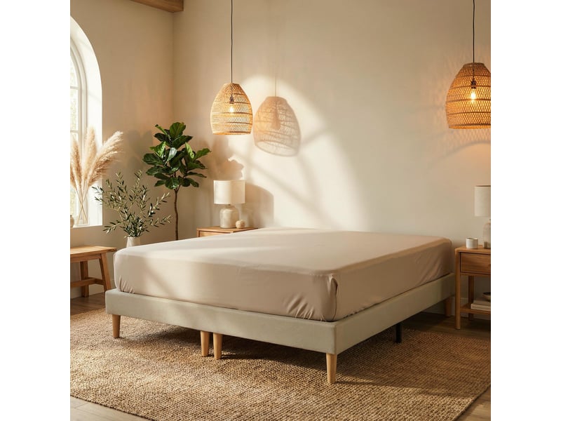 Sommier tapissier rennes 180 x 200 cm revêtement tissu - beige  - Conforama C