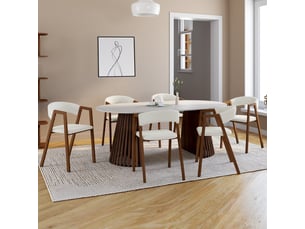 Lot de 6 chaises camille en métal effet noyer et tissu bouclette avec accoudoirs