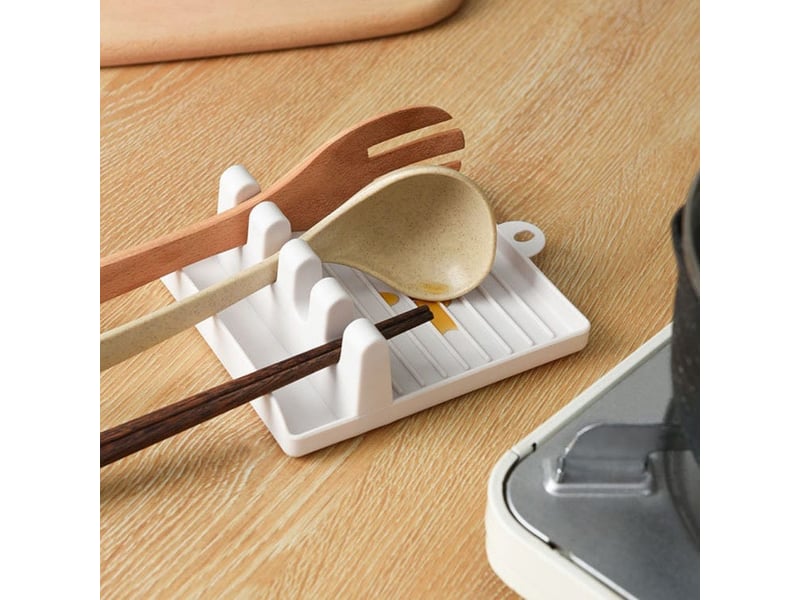 Porte-ustensiles - porte-cuillère - avec égouttoir - repose-cuillère pour comptoir - repose-cuillère - porte-couvercle de casserole - blanc - Conforama C