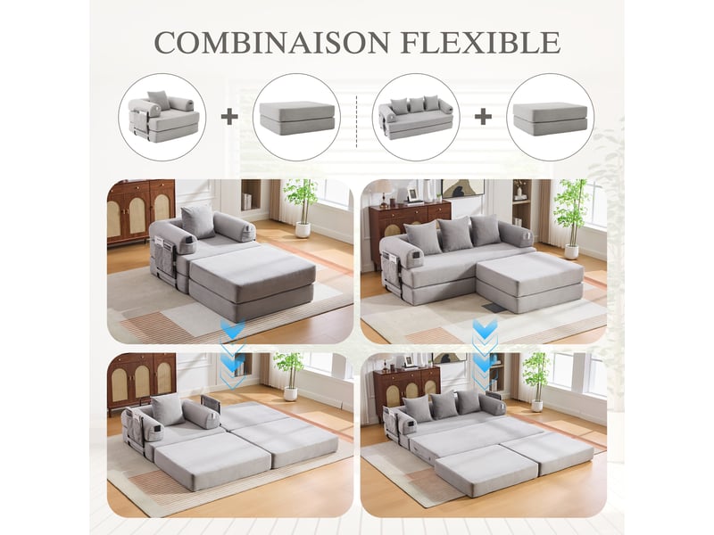  Tabouret de compression en velours côtelé – doux, doux pour la peau, 2 blocs de mousse épais pour un confort d'assise élevé. Dépliable en un seul HFSN-1227LG - Conforama D