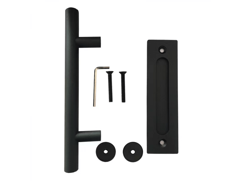 Poignée de porte coulissante de 31 cm, couleur noire, taille grande, style rustique, idéale pour les garages et les armoires (1 unité)  - Conforama B