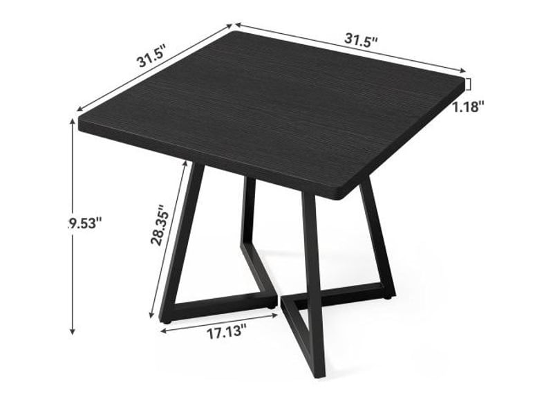  Table à manger carrée 80x80x75 cm en mdf et métal noir style industriel  - Conforama C