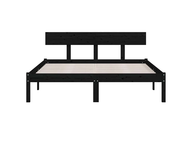  Lit double- lit adulte -  cadre de lit sans matelas noir bois de pin massif  - Conforama C