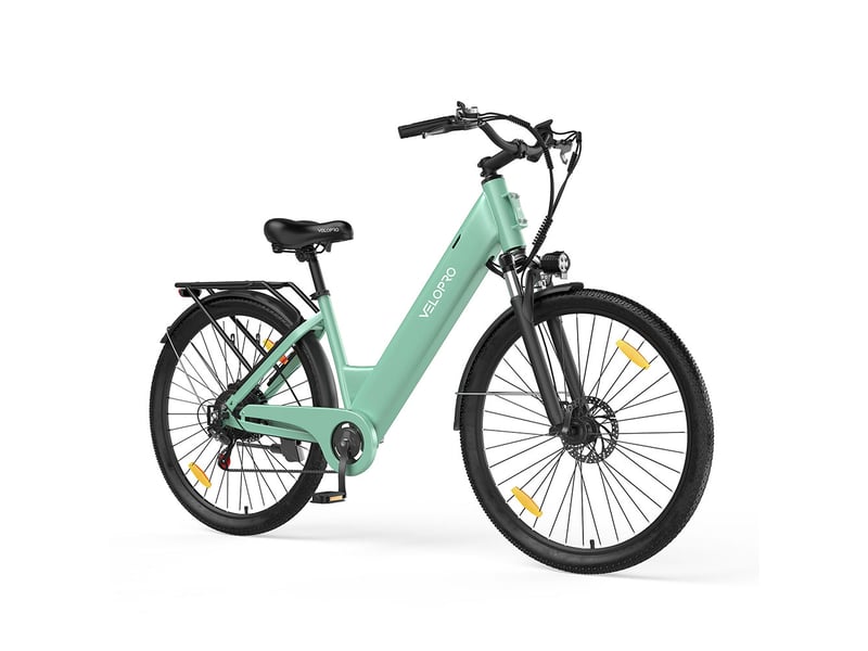 Velopro c1 vélo électrique 250w 36v 13ah 27.5*1.95 cadre ouvert adulte vélo de ville pour trajets quotidiens avec porte-bagons arrière écran lcd couleur capteur de vitesse frein à disque mécanique 7 vitesses 25kmh - Conforama D