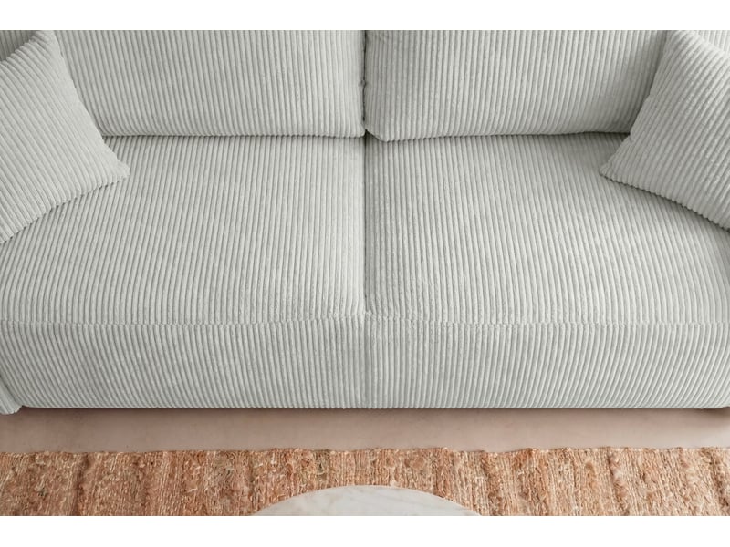  Sacha - canapé droit convertible petit velours côtelé 2 places blanc  - Conforama E