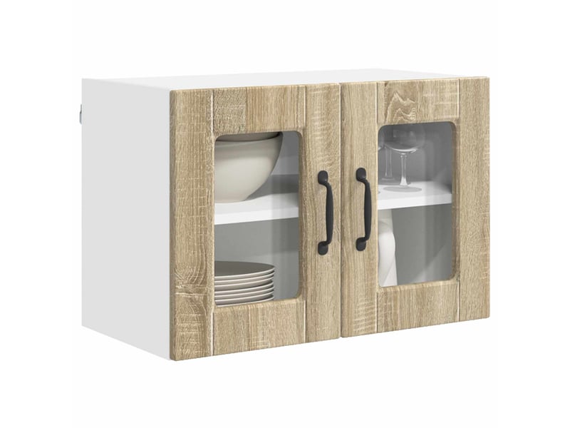  Meuble mural de cuisine, cabinet en verre mural 2 pcs chêne sonoma shl6465  - Conforama C