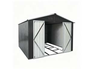 Abri de jardin en métal noir 258,8x313,4x191,5 cm avec cadre de sol