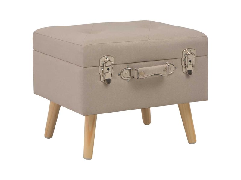  Lot de 3 tabourets de rangement beige tissu  - Conforama A
